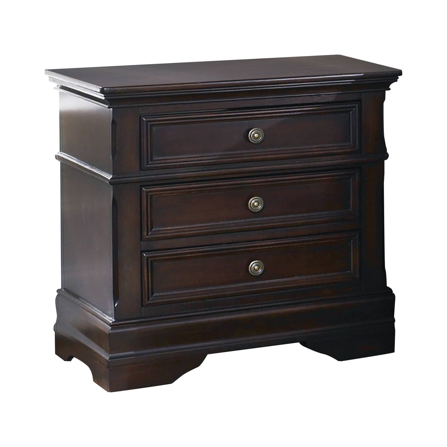 Cambridge 3-Drawer Rectangular Nightstand, Cappuccino Collection: Cambridge, Crafted Of Solid Wood And China Birch Veneers, Keeps Jewelry Safe Or Treasured Keep Safe SKU: 203192 coastmega