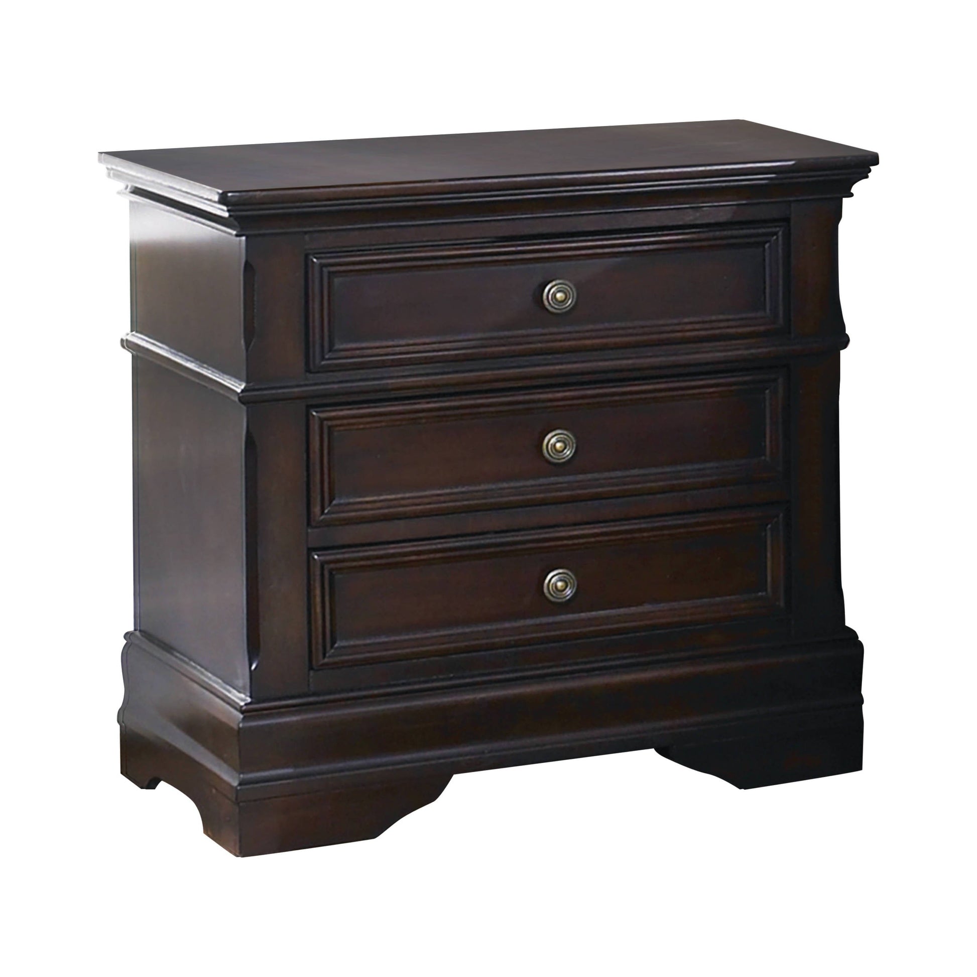Cambridge 3-Drawer Rectangular Nightstand, Cappuccino Collection: Cambridge, Crafted Of Solid Wood And China Birch Veneers, Keeps Jewelry Safe Or Treasured Keep Safe SKU: 203192 coastmega