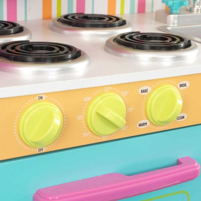 Kid Kraft Deluxe Big And Bright Play Kitchen: Bright Play Kitchen. Interactive features - like turning oven knobs and appliance doors that really open - keep kids exploring and engaged - 53100 ebuystt