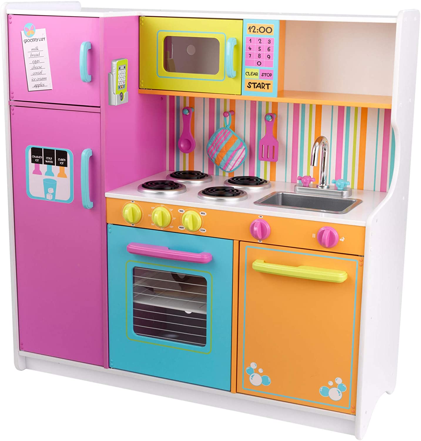 Kid Kraft Deluxe Big And Bright Play Kitchen: Bright Play Kitchen. Interactive features - like turning oven knobs and appliance doors that really open - keep kids exploring and engaged - 53100 ebuystt
