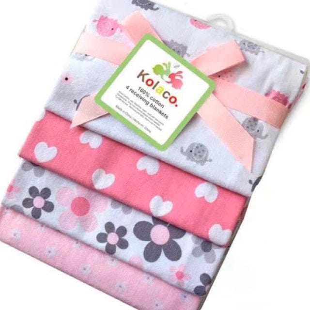GTBW Receiving Blanket 4pk Assorted: 100% Cotton Receiving Blanket 4pc/Pack Babies are kept warm and snug - SU-21611 ebuystt