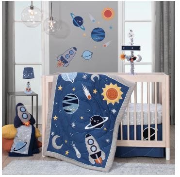 LAMBS & IVY  Milky Way 4pc Crib Bedding Set This nursery baby crib bedding collection is perfect for any little astronaut baby boy or girl. LAMBS&IVY-3004 | Model# 730004V ebuystt