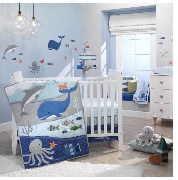 Lambs & Ivy Ocean Blue 4pc Crib Bedding Set Approved by kids. As mothers, we want the best for our young dreamers. Each design is carefully crafted to be soft, comfortable, durable, and easy to care for -LAMBS&IVY-880 | Model# 880004V ebuystt