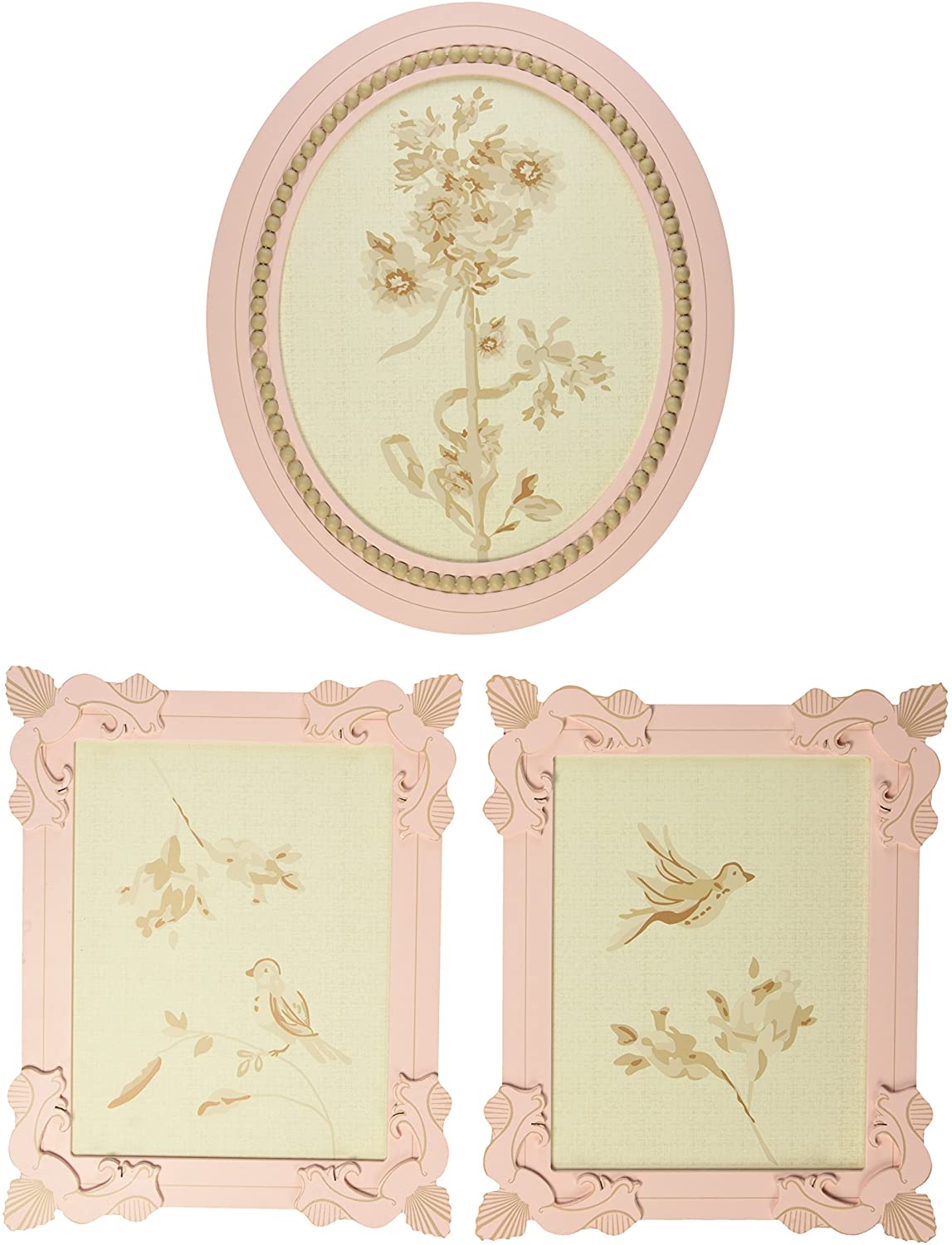 Lambs & Ivy Wall Decor 3pc Little Princess: Perfect combination of a petal pink canvas with intricate embroidery details accented - 528012 ebuystt