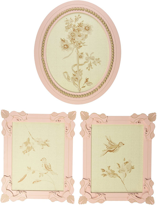 Lambs & Ivy Wall Decor 3pc Little Princess: Perfect combination of a petal pink canvas with intricate embroidery details accented - 528012 ebuystt