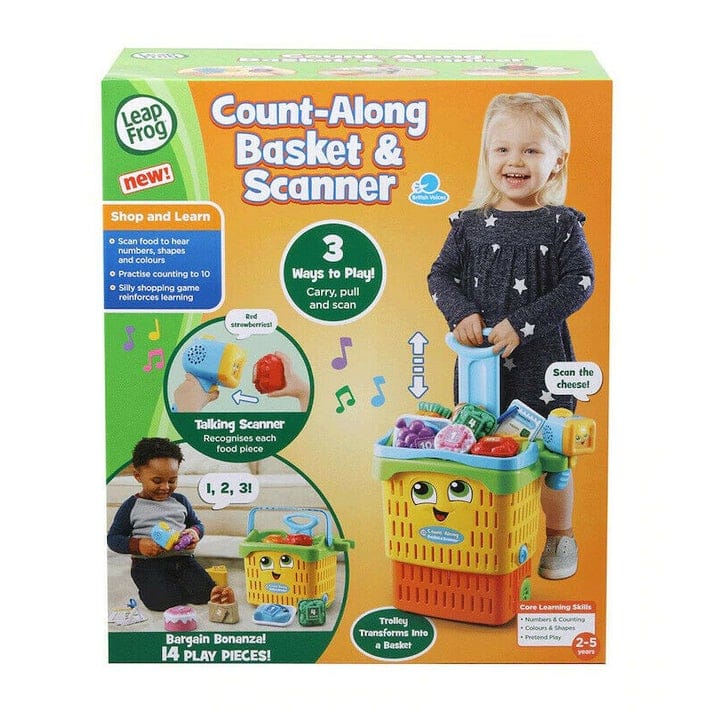LEAP FROG Count Along Basket & Scanner:  Count-Along Basket & Scanner featuring play food, shopping lists, and an interactive scanner that recognizes each food piece - 614203 ebuystt