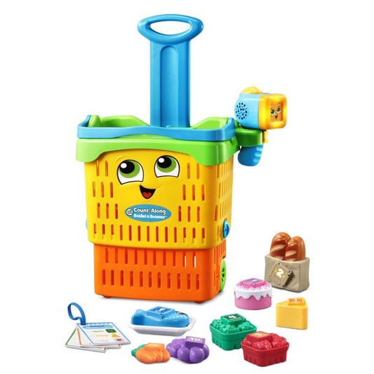 LEAP FROG Count Along Basket & Scanner:  Count-Along Basket & Scanner featuring play food, shopping lists, and an interactive scanner that recognizes each food piece - 614203 ebuystt
