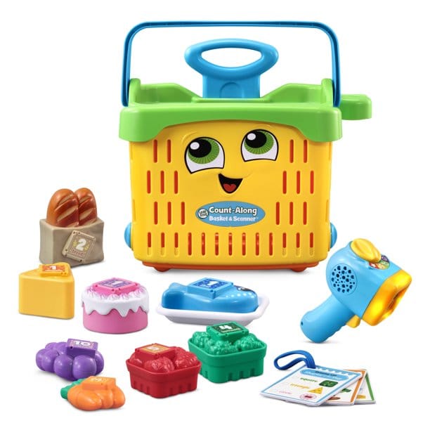 LEAP FROG Count Along Basket & Scanner:  Count-Along Basket & Scanner featuring play food, shopping lists, and an interactive scanner that recognizes each food piece - 614203 ebuystt