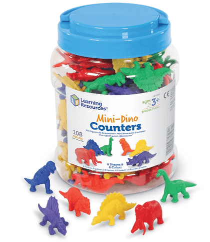 LEARNING RESOURCES  Mini Dino Counters 108 pieces: These prehistoric creatures make perfect party favors for your dinosaur loving kids - LER0710