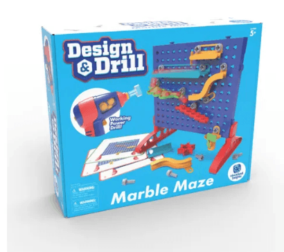 LEARNING RESOURCES  Design & Drill Marble Maze: STEM skills extravaganza! Construction play meets engineering with this hands-on, DIY maze maker - LR4105