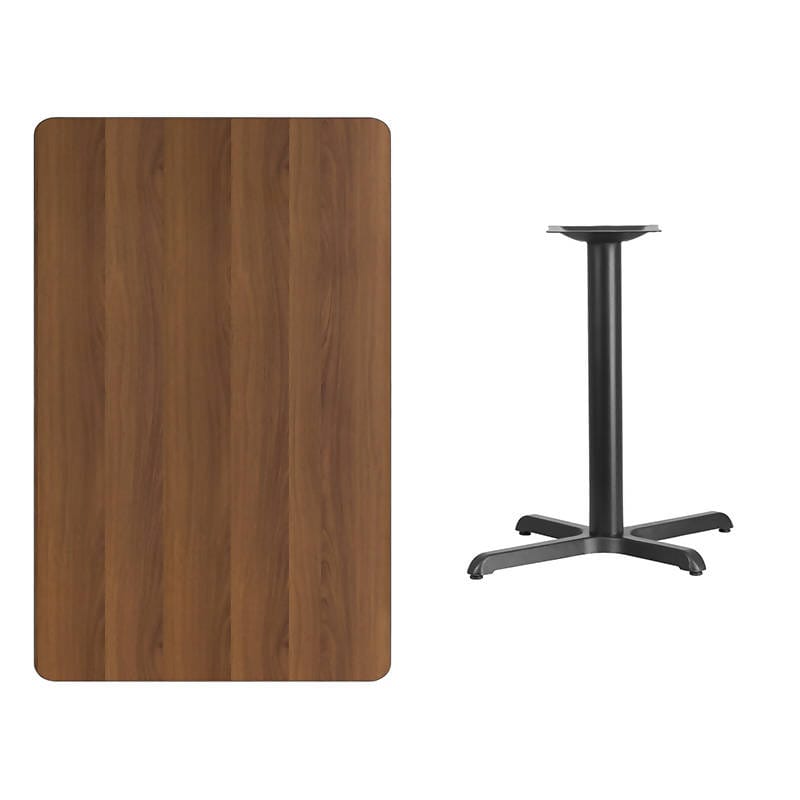 30'' x 48'' Rectangular Black Laminate Table Top with 23.5'' x 29.5'' Bar Height Table Base [XU-BLKTB-3048-T2230B-GG] Fl Furniture