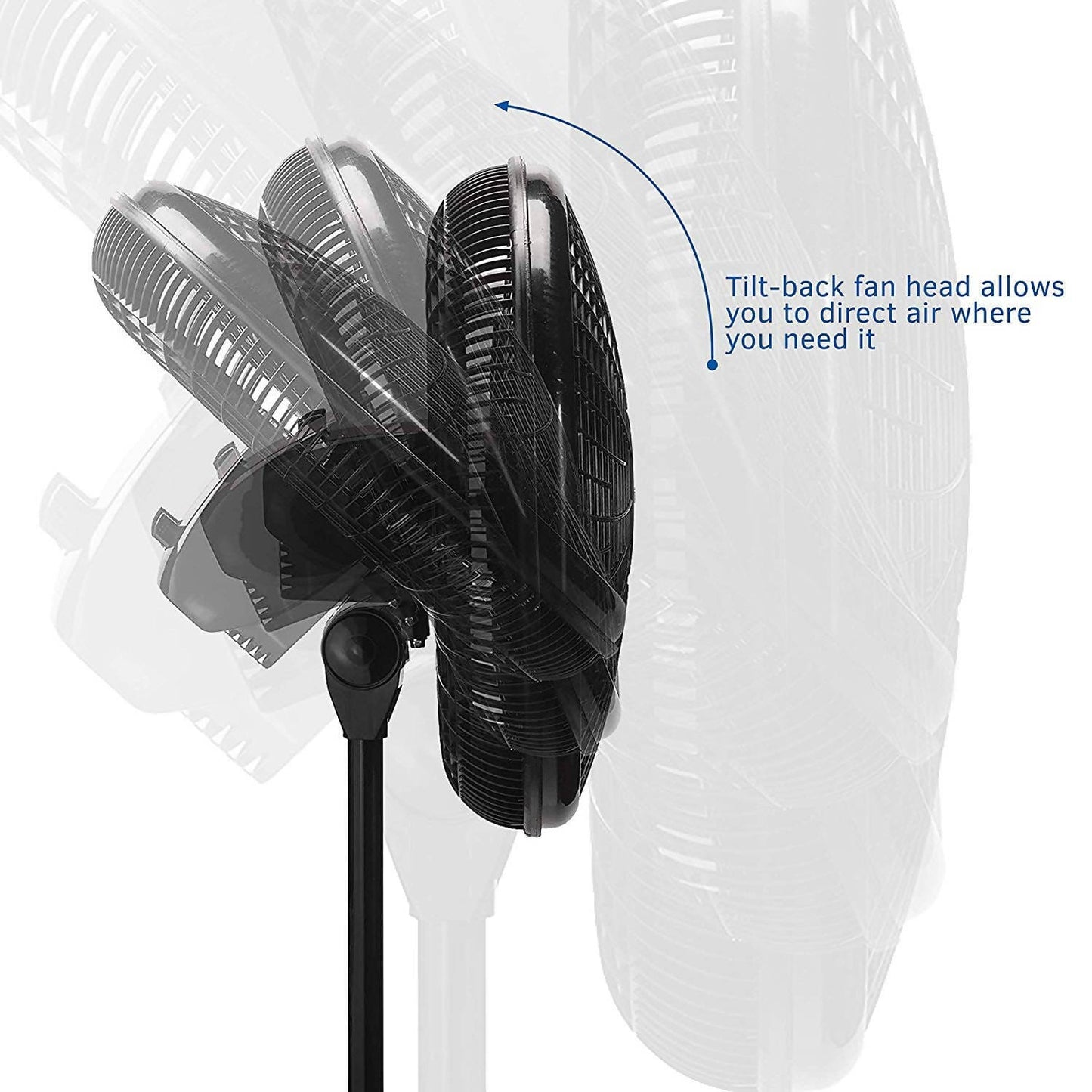 Lasko 18″ Elegance & Performance Adjustable Pedestal Fan, ideal for the bedroom, living room, or near your desk. Low, medium, and high speed make this fan well suited around the whole house. Black - 1827B Pie's Variety Store
