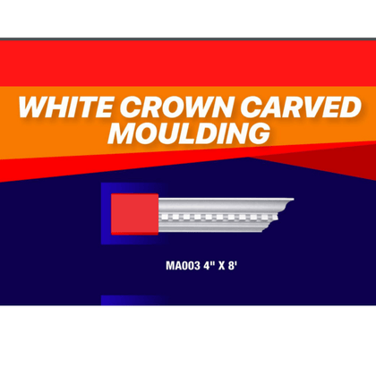 White Crown Curved Moulding 4 Inches by 8 feet  Suitable for clear-coating, stain or paint. Simple and elegant lines offer a clean look- MA003