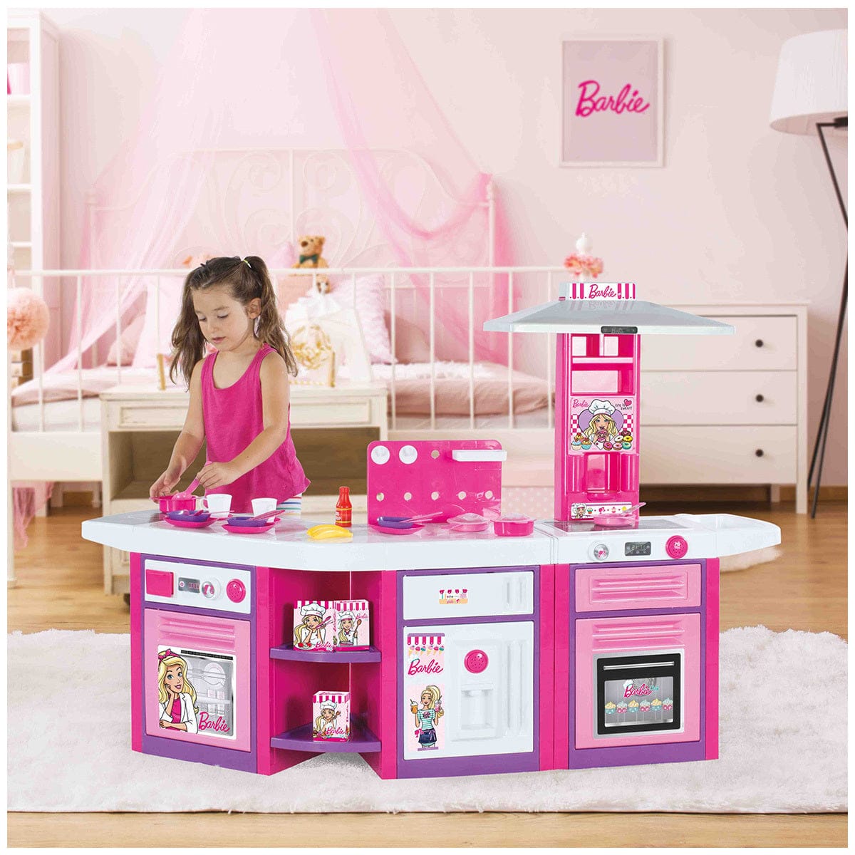 Barbie Kitchen Set: The Barbie Kitchen Playset is larger than life and includes multiple modular components that all fit together to create your dream Barbie kitchen - 1614
