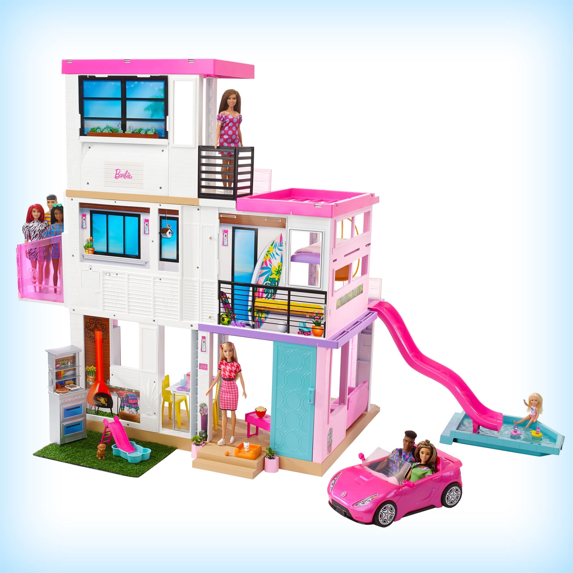 MATTEL Barbie Dreamhouse: 360-Degree Play Inspires Playtime All Day! There are so many stories to tell with 3 floors, 8 rooms and 70+ accessories - GNH53