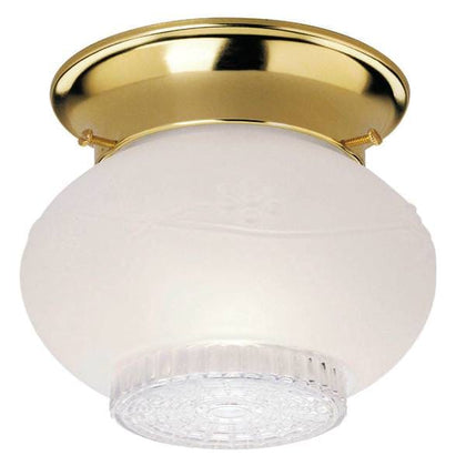 Westinghouse Flush Mount Ceiling Light Fixture 1 Light Polished Brass Finish with Frosted Glass,66603