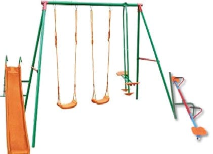 GTBW Swing Set Multiplay 5: Includes 2 swings, 1 glider, slide & seesaw - MSN-03