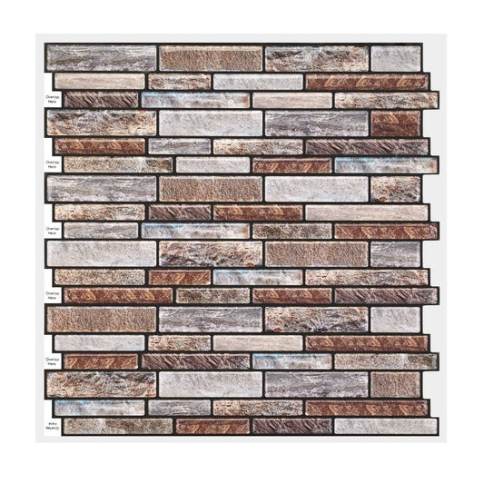 3D Mosaic Morcart Self Adhesive Tile Wall Sticker Backsplash - 12" x 12" DIY for Bathrooms, Kitchens, Oil-Proof, Waterproof- Price Per Unit MT1085 MEGA