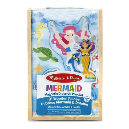 MELISSA & DOUG Dress Up Magnetic Mermaid: Combine dozens of magnetic wooden pieces in coordinating designs to dress a beautiful double-sided mermaid -  M&D-0320