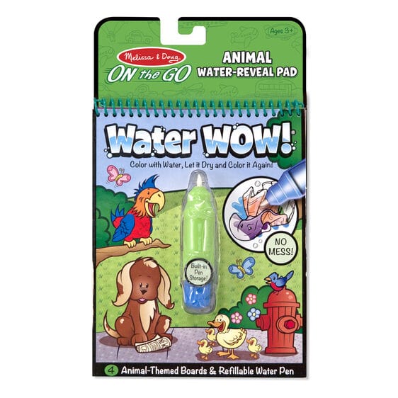 MELISSA & DOUG Water Wow Animals: his exciting paint-with-water coloring book includes four reusable pages and a refillable water pen - 5376