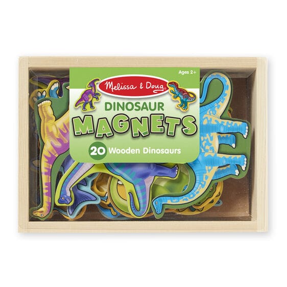 Melissa & Doug 20pc Dinosaur Magnet Set: Bright colors add excitement to this dino collection contained in a convenient wooden case - 0476 ebuystt