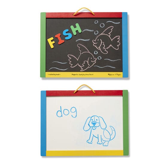 MELISSA & DOUG  Magnetic Chalkboard/Dry Easel Board: Whatever your artist's mood, this portable drawing board has the tools to express it - 145