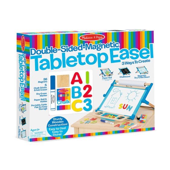 MELISSA & DOUG  Deluxe Double-sided Tabletop Easel: Sturdy wooden double-sided tabletop art easel that folds flat to store - 2790