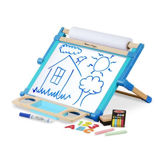 MELISSA & DOUG  Deluxe Double-sided Tabletop Easel: Sturdy wooden double-sided tabletop art easel that folds flat to store - 2790