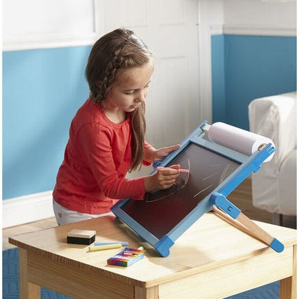 MELISSA & DOUG  Deluxe Double-sided Tabletop Easel: Sturdy wooden double-sided tabletop art easel that folds flat to store - 2790