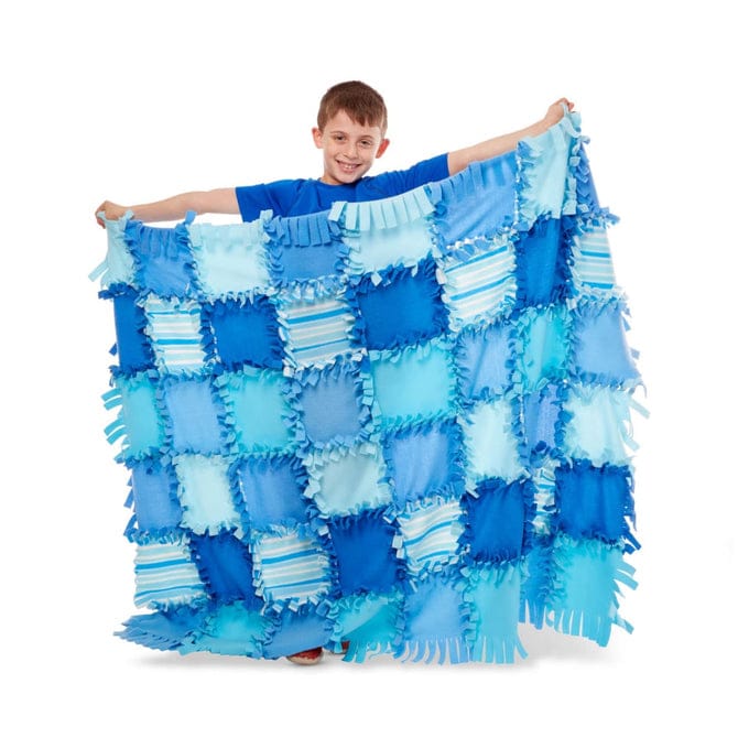 MELISSA & DOUG Created By Me Striped Fleece Quilt: Tuck the extra-wide and extra-long fringe into slits and tie single knots to piece together a uniquely you quilt - 30096 ebuystt