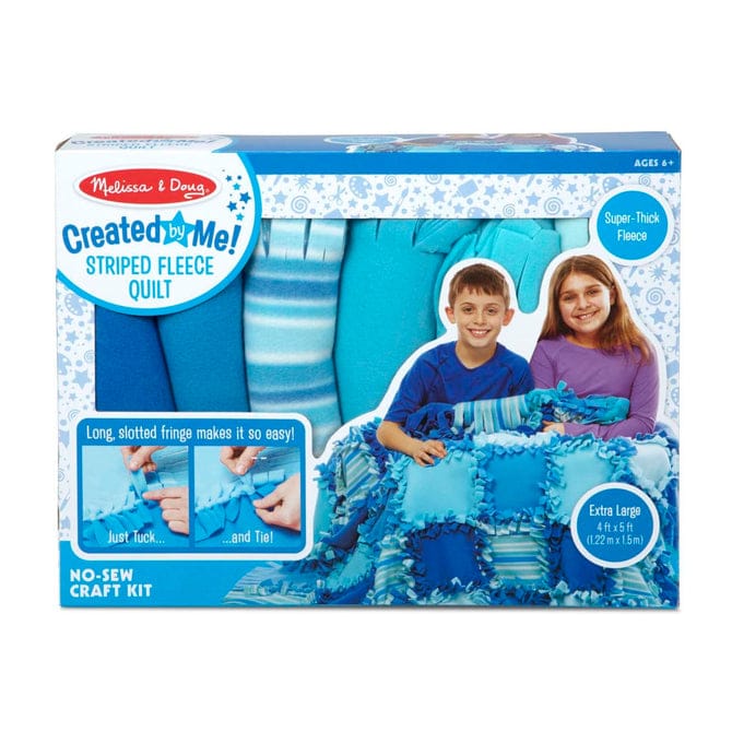 MELISSA & DOUG Created By Me Striped Fleece Quilt: Tuck the extra-wide and extra-long fringe into slits and tie single knots to piece together a uniquely you quilt - 30096 ebuystt