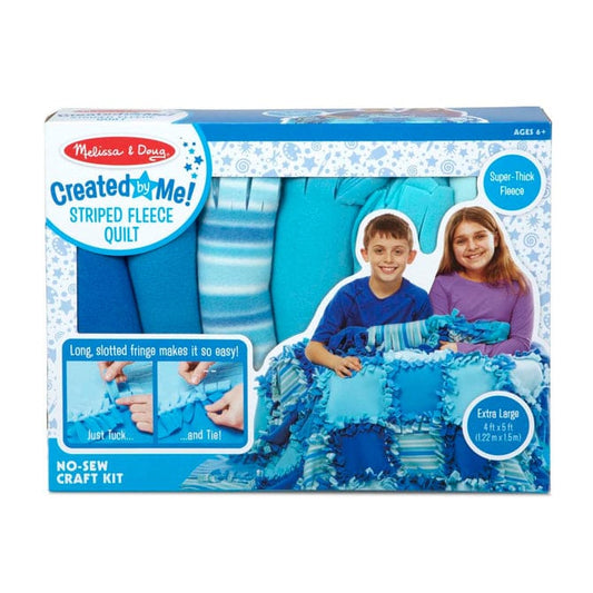 MELISSA & DOUG Created By Me Striped Fleece Quilt: Tuck the extra-wide and extra-long fringe into slits and tie single knots to piece together a uniquely you quilt - 30096 ebuystt
