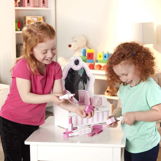 MELISSA & DOUG  Vanity Play Set: Add glamour and style to playtime with these wooden beauty essentials for make-believe makeovers - 3026 ebuystt