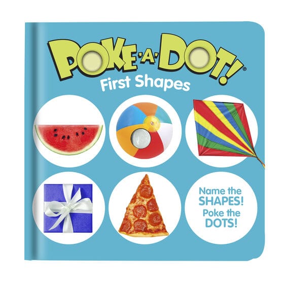 MELISSA & DOUG  Poke A Dot Assorted: 10-page interactive sturdy board book with buttons to press and popon every page Poke the dots while identifying full-color photos of familiar objects and their shapes - 31358
