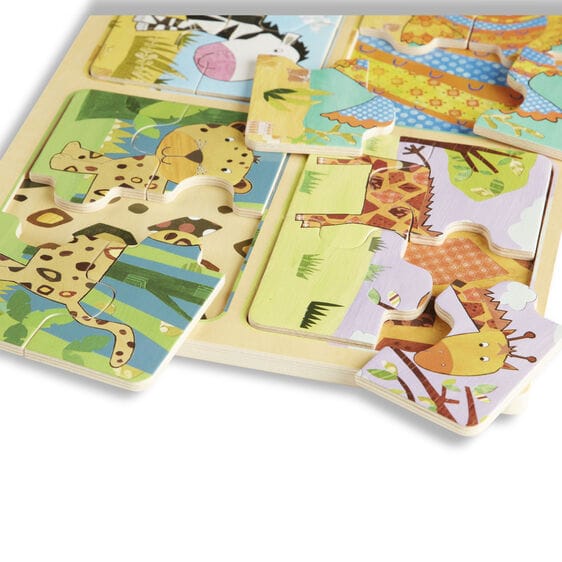 MELISSA & DOUG  Natural Play Wooden Puzzle Animal Patterns: Match thick and sturdy wooden pieces to the patterns in the wooden puzzle board - 31362