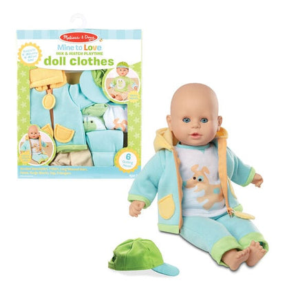 MELISSA & DOUG Dress up dolls for playtime with this six-piece set of coordinating unisex clothes, sized to fit 12-inch to 18-inch dolls - 31719