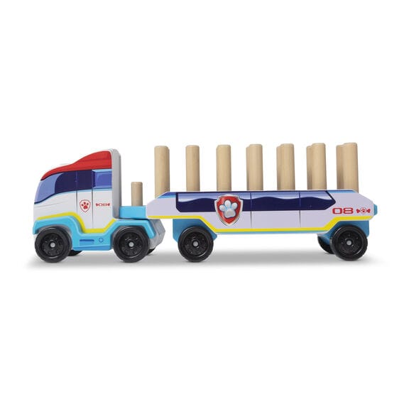 MELISSA & DOUG  Paw Patrol Wooden Abc Block Truck: Arrange wooden blocks on attached dowels on this sturdy wooden hauler vehicle or stack them in countless combinations - M&D-33272