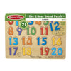 MELISSA & DOUG  Numbers Sound Puzzle: This 21-piece wooden sound puzzle pronounces the name of each number when its piece is placed correctly - 339