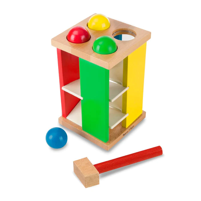 MELISSA & DOUG Pound And Roll Tower: Features brightly colored and smoothly sanded pieces that help children build early shape, color, and size-differentiation skills - 3559
