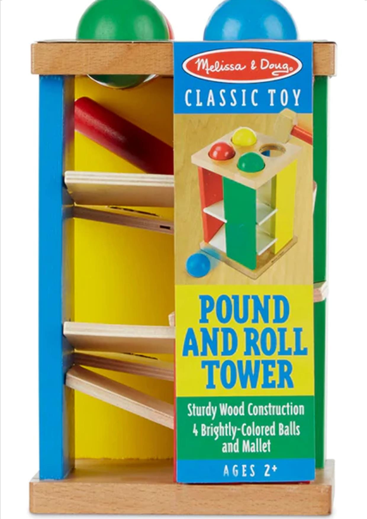 MELISSA & DOUG Pound And Roll Tower: Features brightly colored and smoothly sanded pieces that help children build early shape, color, and size-differentiation skills - 3559 ebuystt
