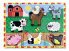 MELISSA & DOUG  Puzzle Chunky Farm: seven easy-grasp, chunky farm animals and a barn. Each piece has a full-color, matching picture underneath - 3723