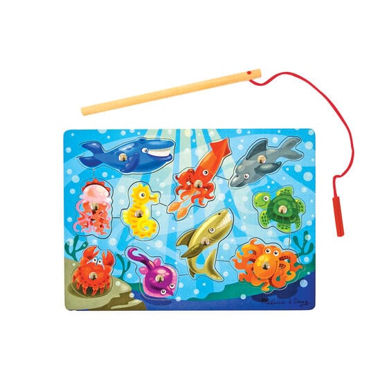 MELISSA & DOUG  Fishing Magnetic Puzzle Game: The ultimate catch-and-release fishing program, this magnetic wooden puzzle game features aquatic animal artwork - 3778