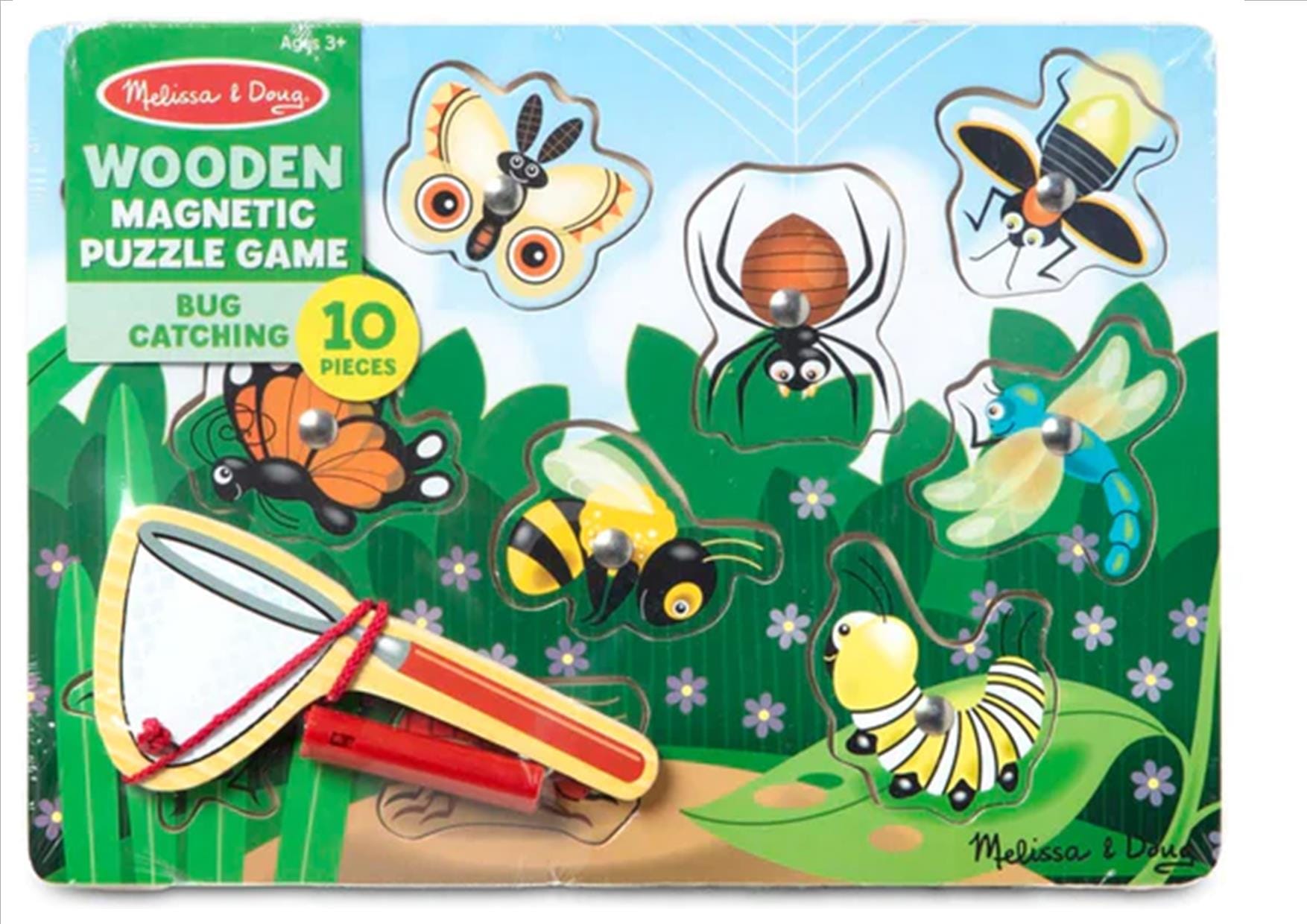 MELISSA & DOUG Bug Catching Magnetic Puzzle Game: Use the magnetic butterfly net to "capture" the 10 bug buddies from the game board - M&D-3779 ebuystt