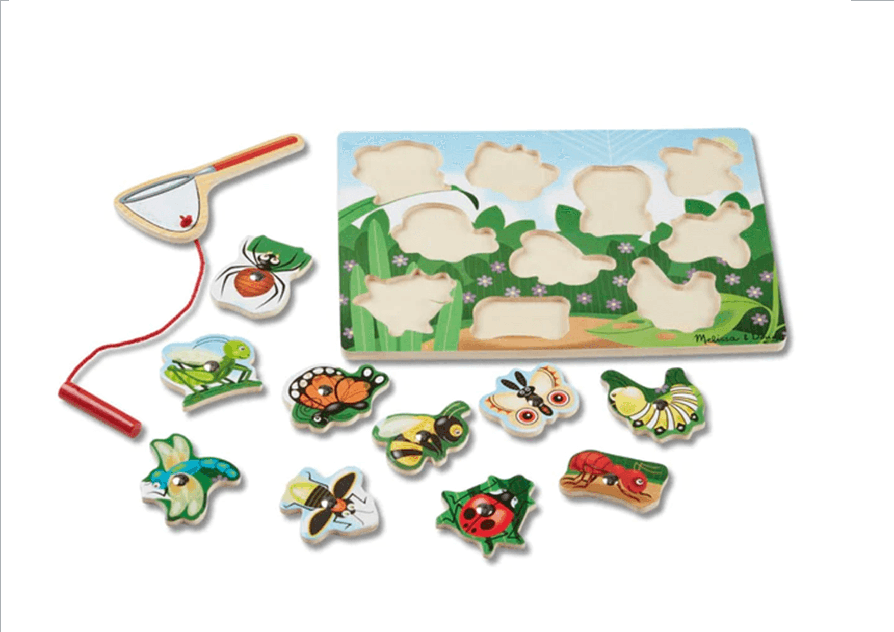 MELISSA & DOUG Bug Catching Magnetic Puzzle Game: Use the magnetic butterfly net to "capture" the 10 bug buddies from the game board - M&D-3779 ebuystt