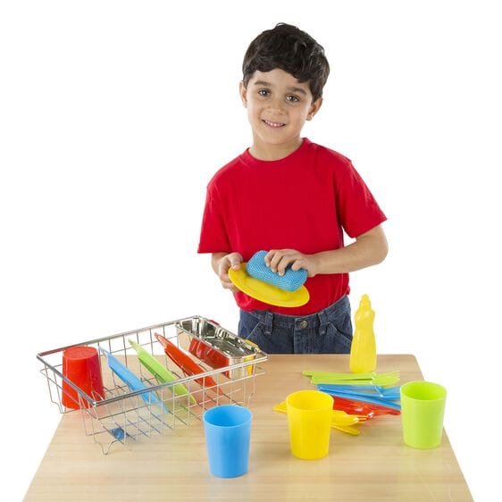 MELISSA & DOUG  Wash & Dry Dish Set: Add them to a play kitchen or use as a stand-alone play set--either way, this appealing play set mimics the real-life objects - M&D-4282 ebuystt