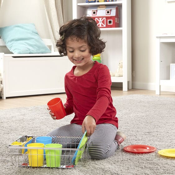MELISSA & DOUG  Wash & Dry Dish Set: Add them to a play kitchen or use as a stand-alone play set--either way, this appealing play set mimics the real-life objects - M&D-4282 ebuystt