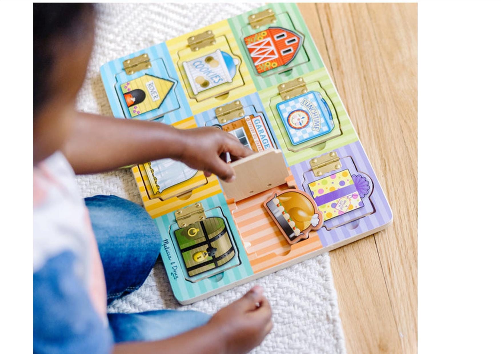 MELISSA & DOUG Magnetic Hide & Seek Board: When opened, a colorful magnetic piece is revealed. Move the pieces behind different doors for guessing fun - M&D-474 ebuystt