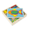 MELISSA & DOUG Beginner Pattern Blocks: A perfect first manipulative! Five two-sided boards with ten recessed design templates are ready to fill with these brightly colored geometric shapes - 528