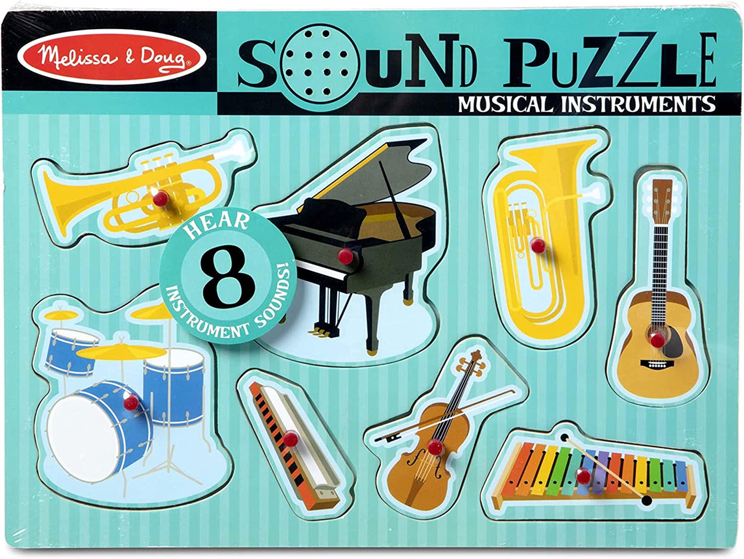 MELISSA & DOUG Musical Instruments Sound Puzzle: Place an instrument piece correctly in the puzzle board and listen to it play - M&D-732 ebuystt