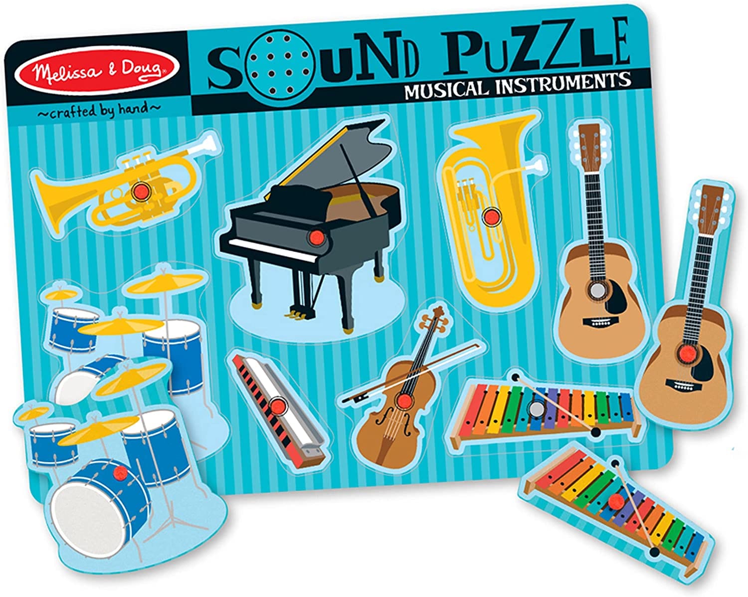 MELISSA & DOUG Musical Instruments Sound Puzzle: Place an instrument piece correctly in the puzzle board and listen to it play - M&D-732 ebuystt
